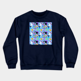 Whales and Sea Creatures Pattern - Light Blue Crewneck Sweatshirt